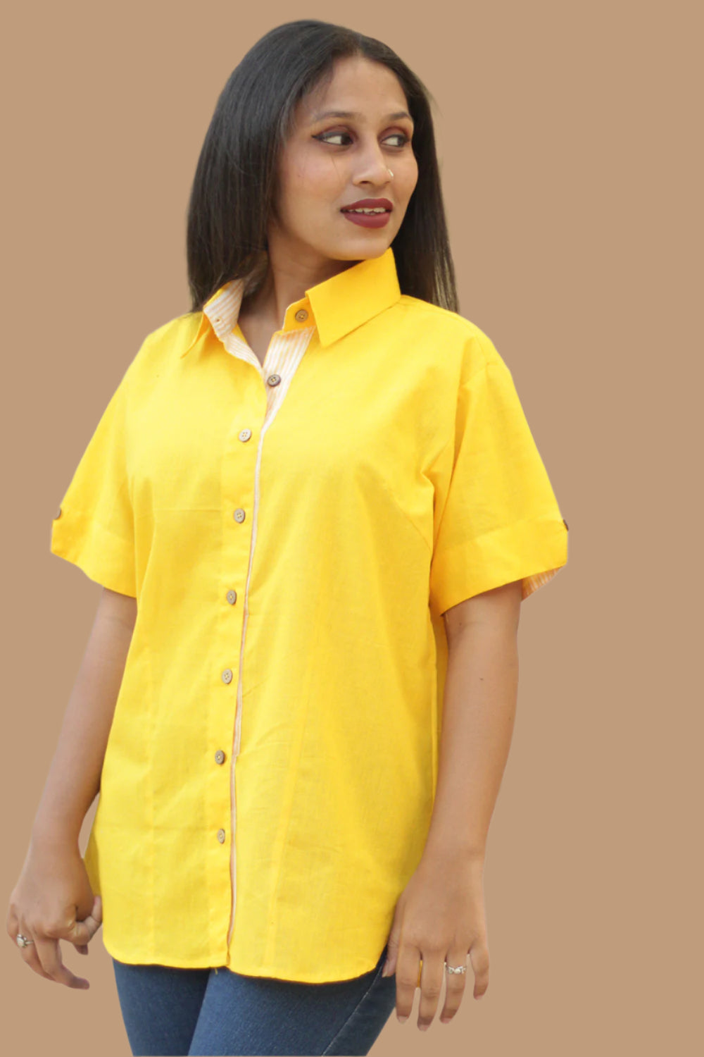 Cotton Shirt | Candy Stripes | Chrome Yellow