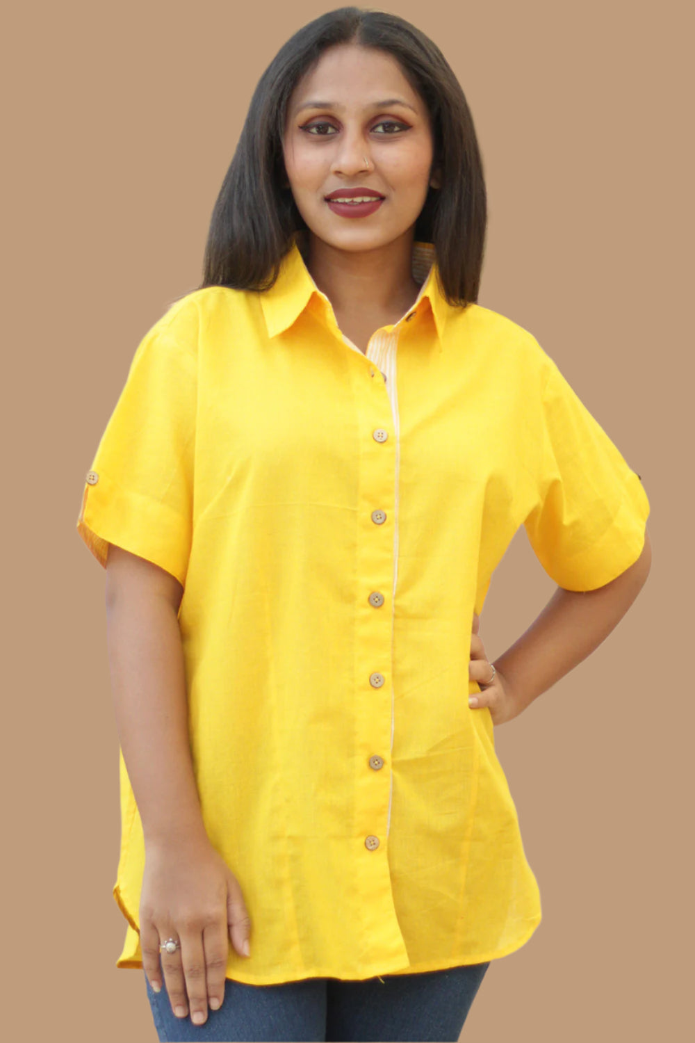 Cotton Shirt | Candy Stripes | Chrome Yellow
