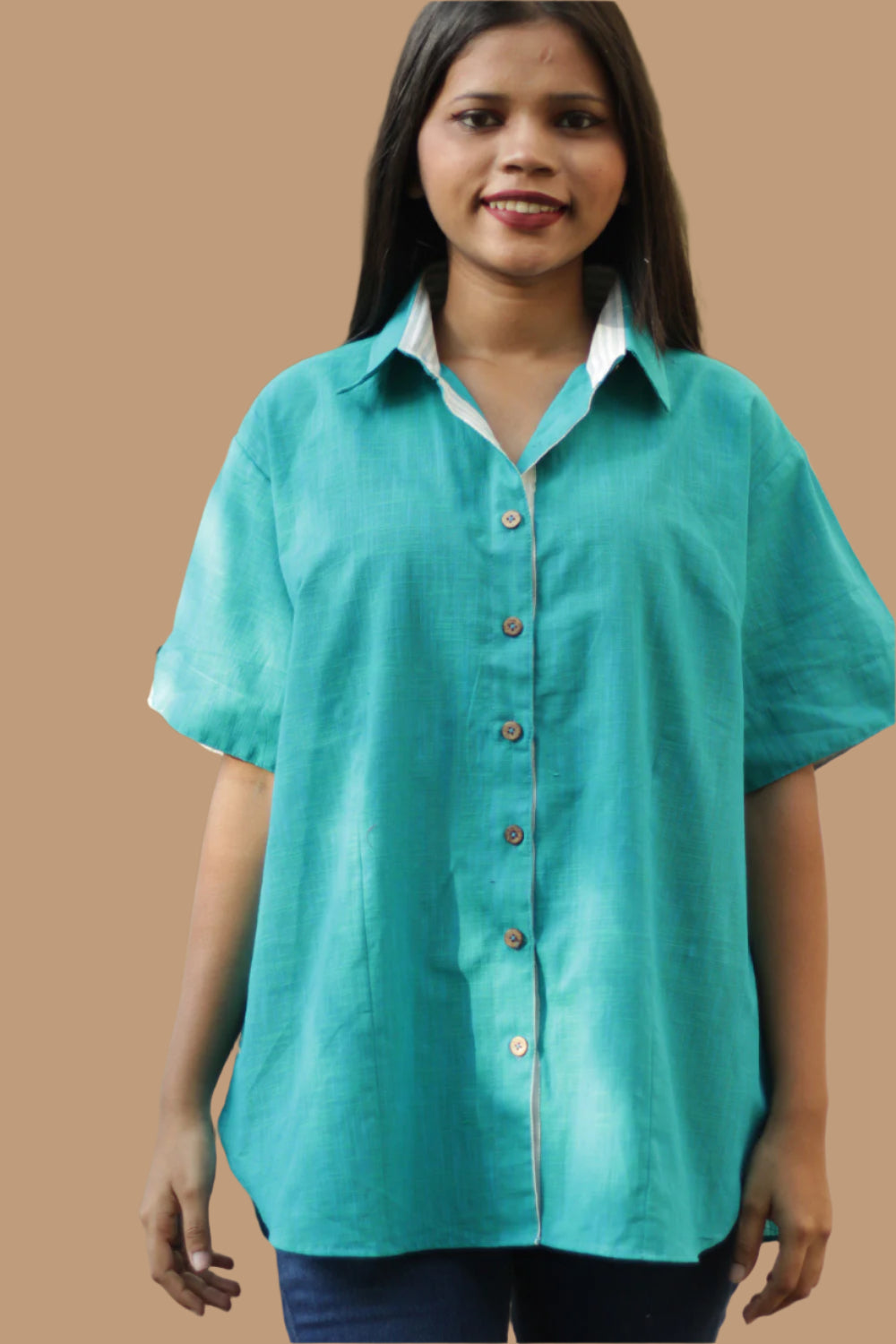 Cotton Shirt | Candy Stripes | Turquoise