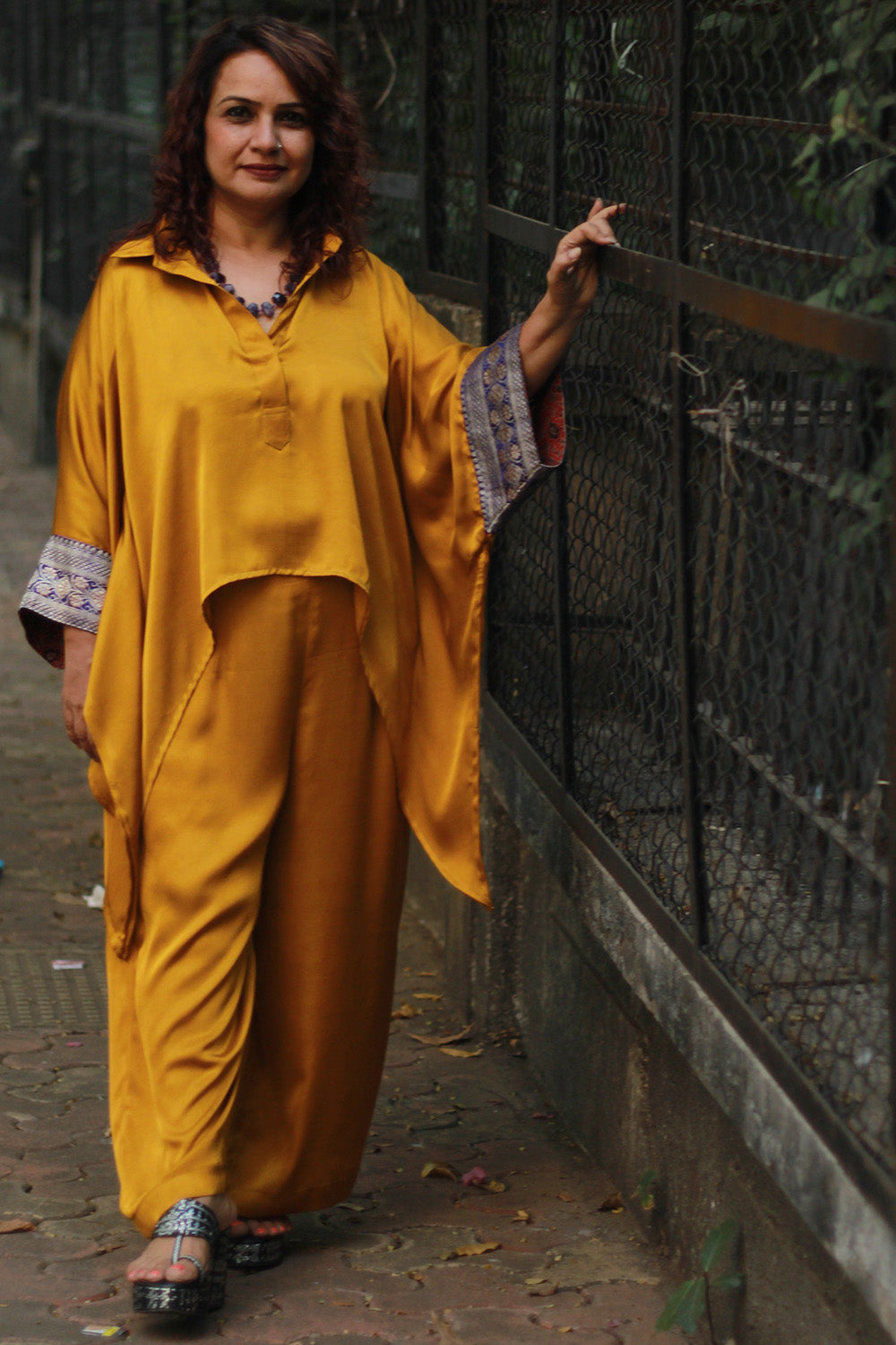 Saumya | Wide Leg Pants | Modal Silk | Golden