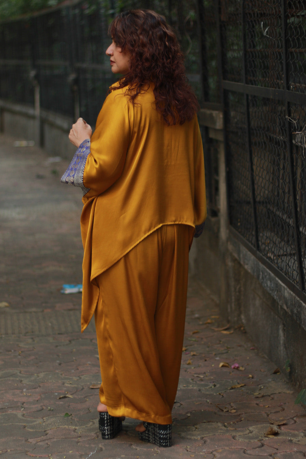 Saumya | Wide Leg Pants | Modal Silk | Golden
