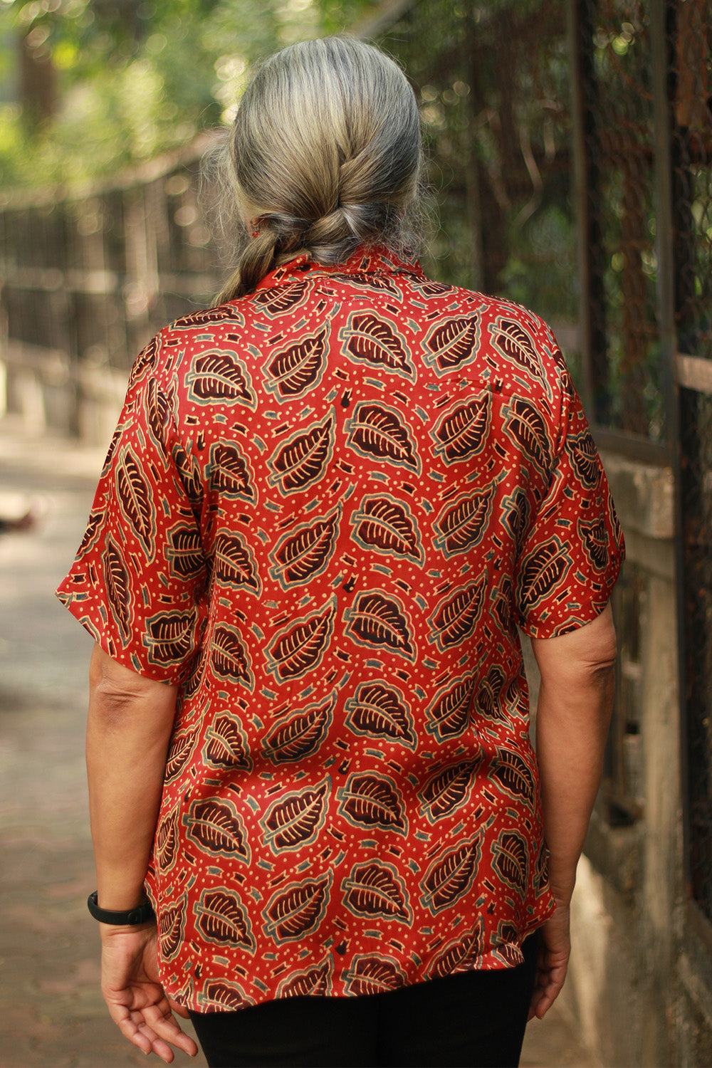Tara | Ajrakh Modal Shirt | Red Leaf