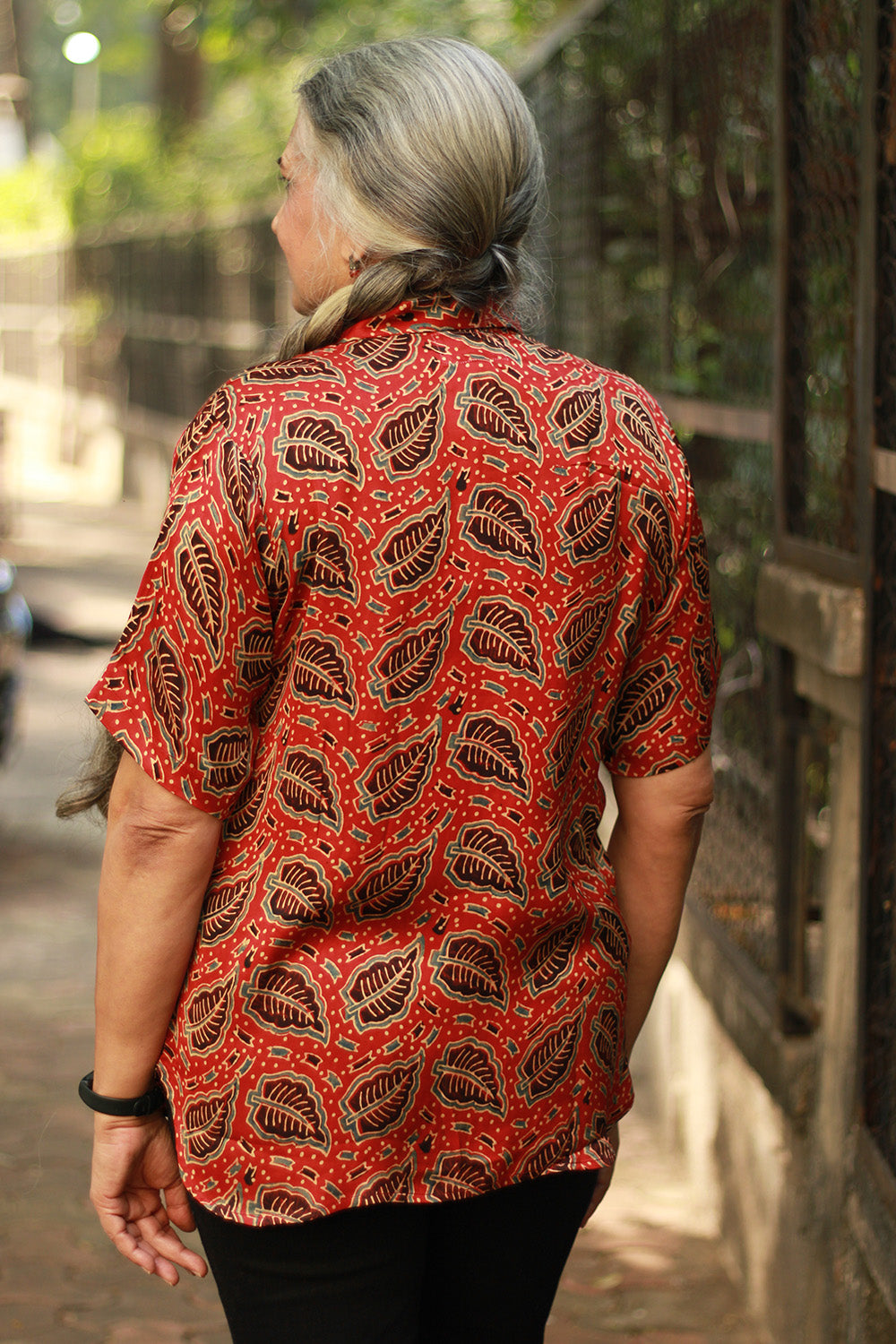 Tara | Ajrakh Modal Shirt | Red Leaf