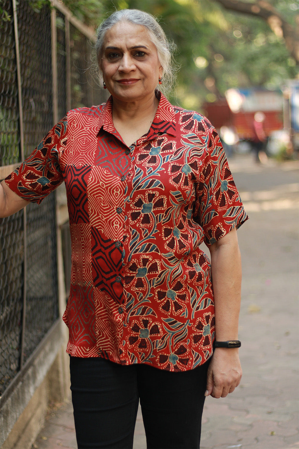 Tara | Ajrakh Modal Shirt | Red