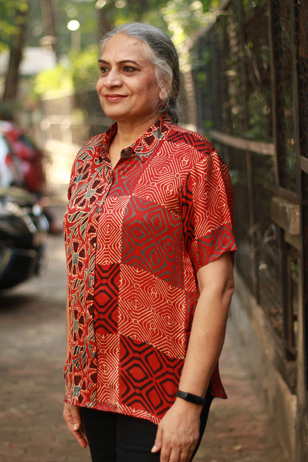 Tara | Ajrakh Modal Shirt | Red