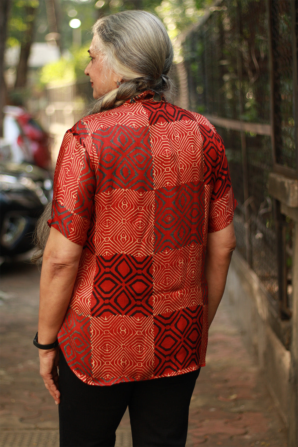 Tara | Ajrakh Modal Shirt | Red