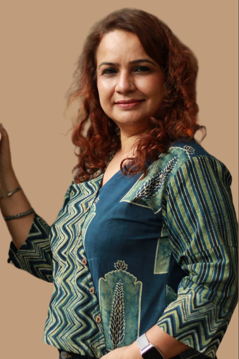 Bhoomi | Crossover Top | Jharokha Ajrakh Sea Green