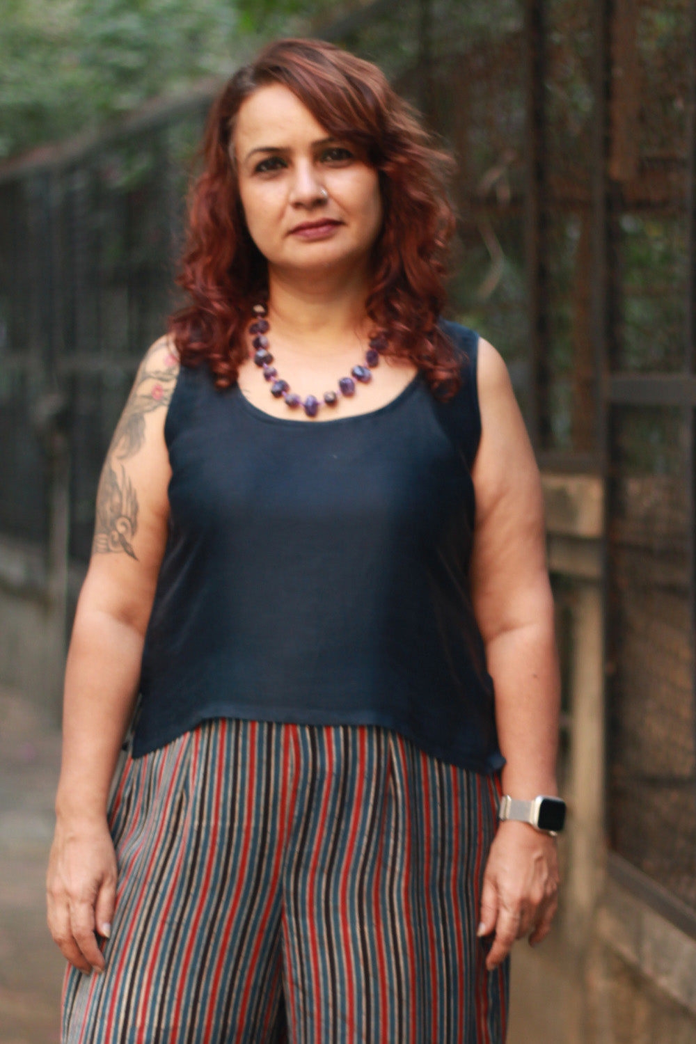 Sleeveless Top | Modal Silk | Navy Blue