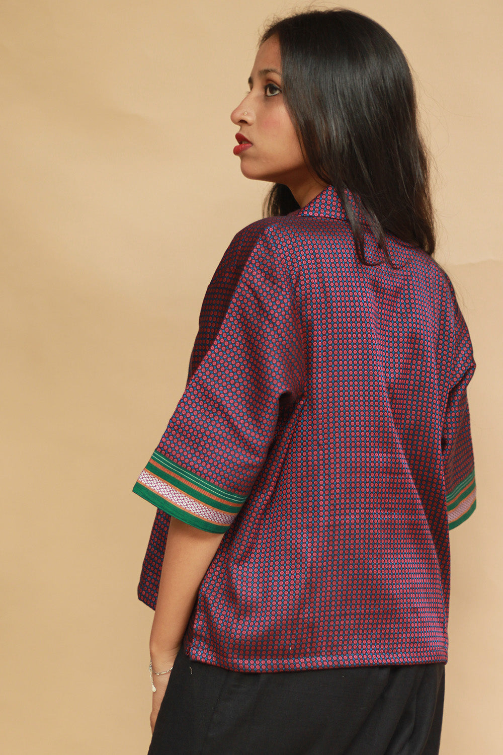 Kanaka | Khunn Cropped Shirt-Blouse | Pink & Green