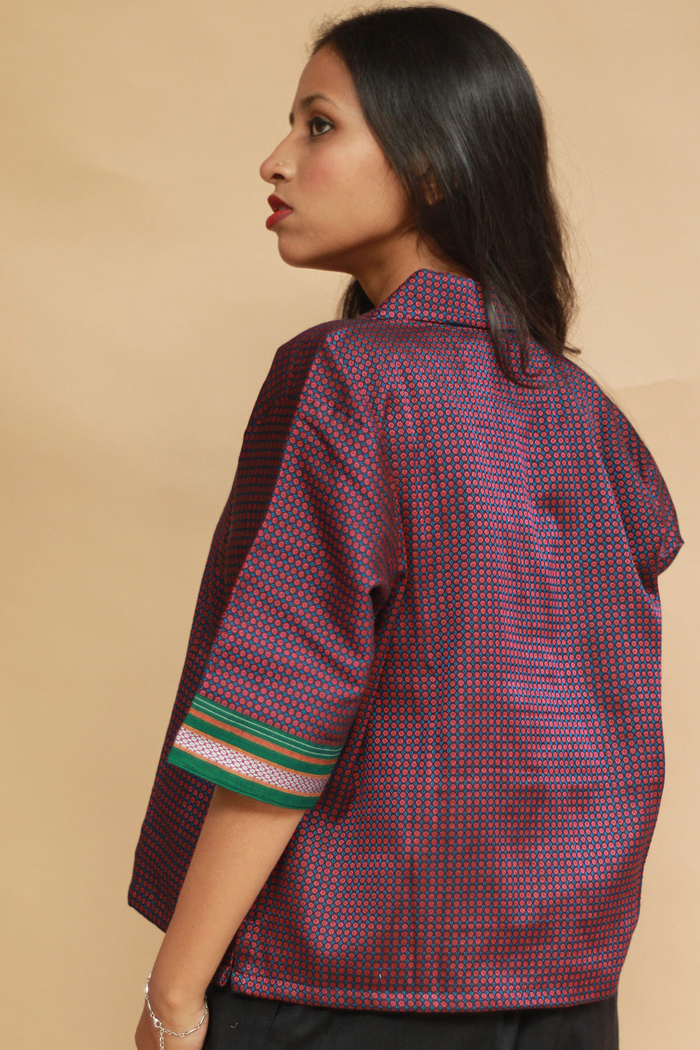 Kanaka | Khunn Cropped Shirt-Blouse | Pink & Green