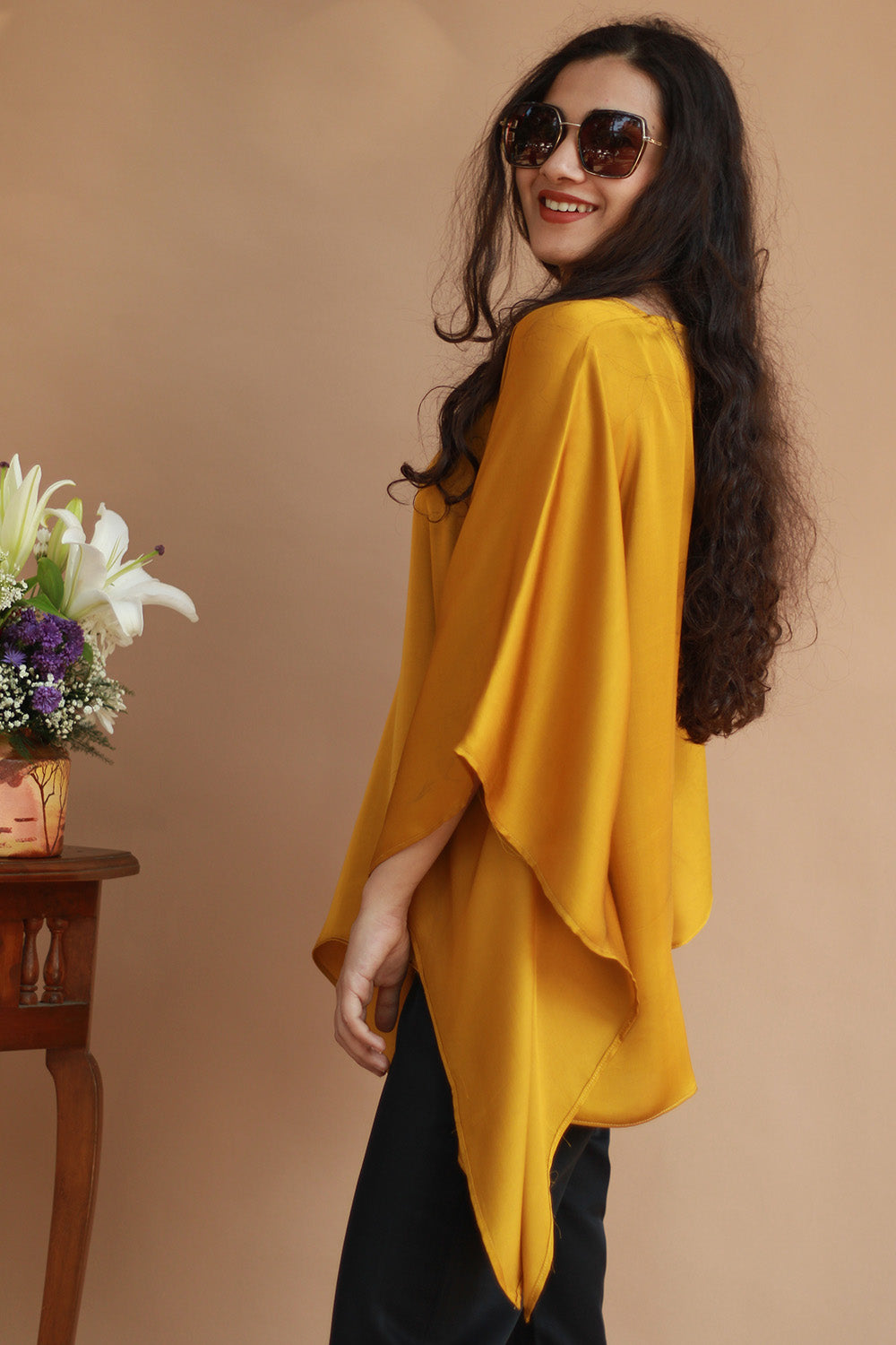 Taarini | Modal Silk Kaftan Top | Golden