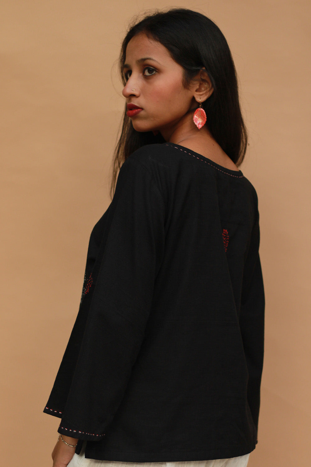 Ambrai | Embroidered Cotton Shirt | Noir