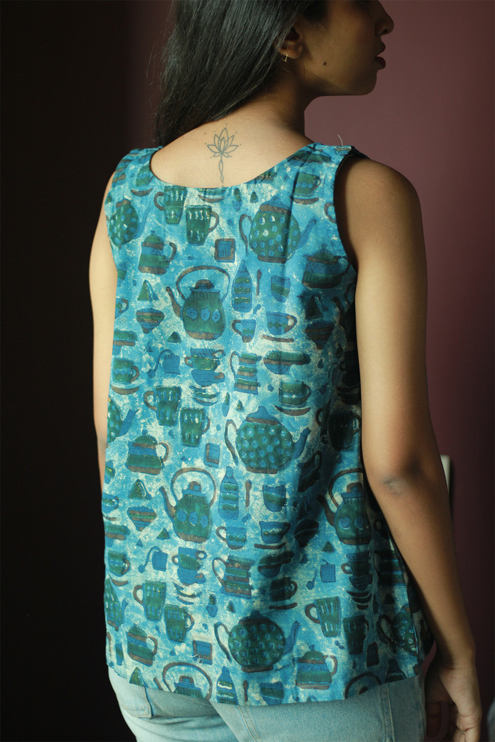 Sleeveless Top | Cotton | Blue Ajrakh