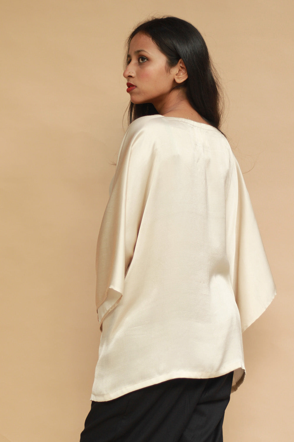 Taarini | Modal Silk Kaftan Top | Ivory