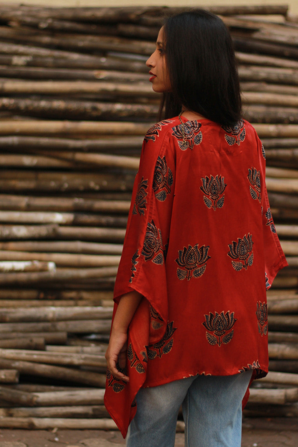Saroj | Taarini | Modal Silk Kaftan Top | Rouge Lotus Ajrakh