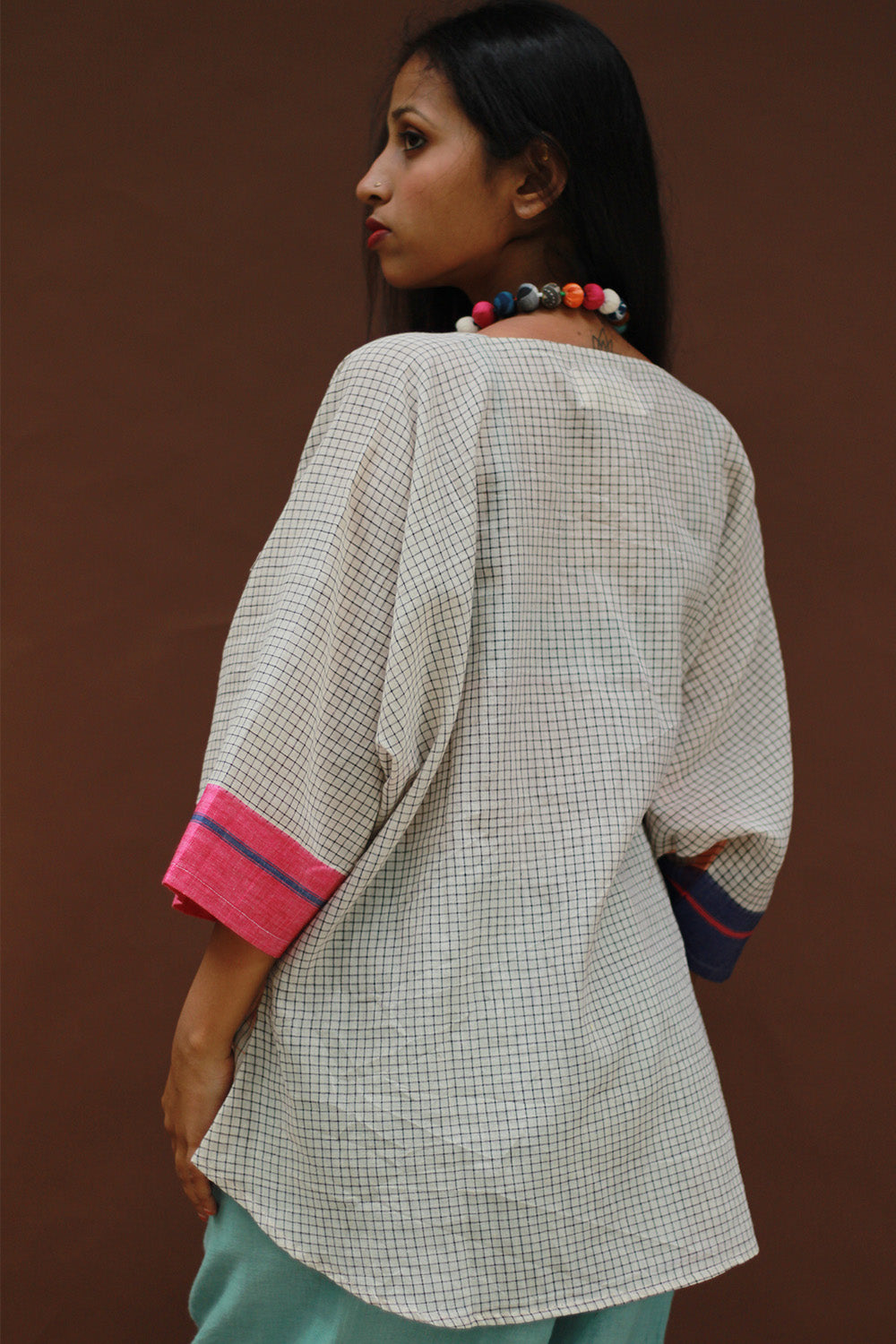 Taral | Anti Fit Cotton Top | Patteda Anchu | Ivory with Tangerine