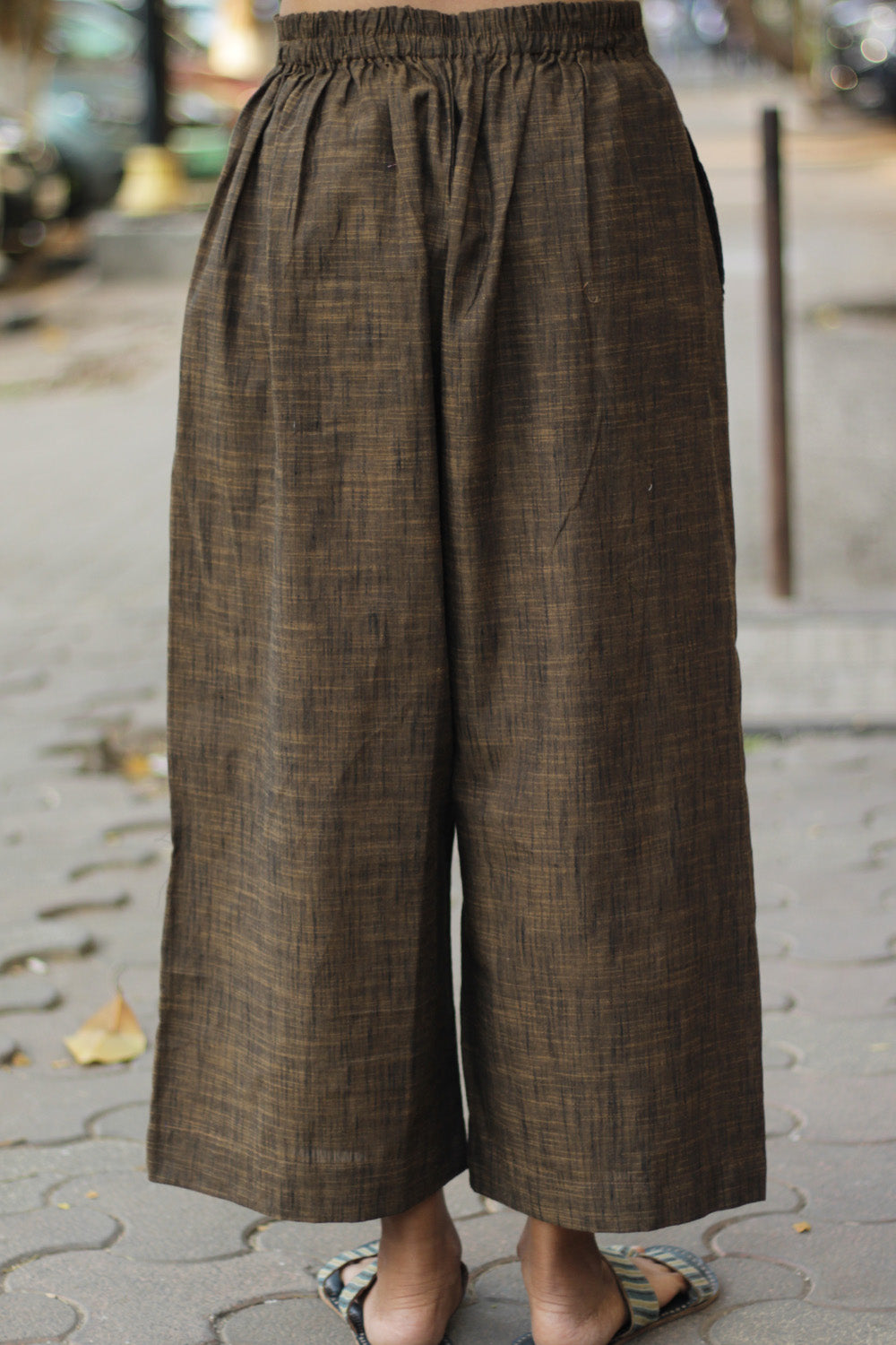 Saumya | Wide Leg Pants | Ochre Noir Cotton