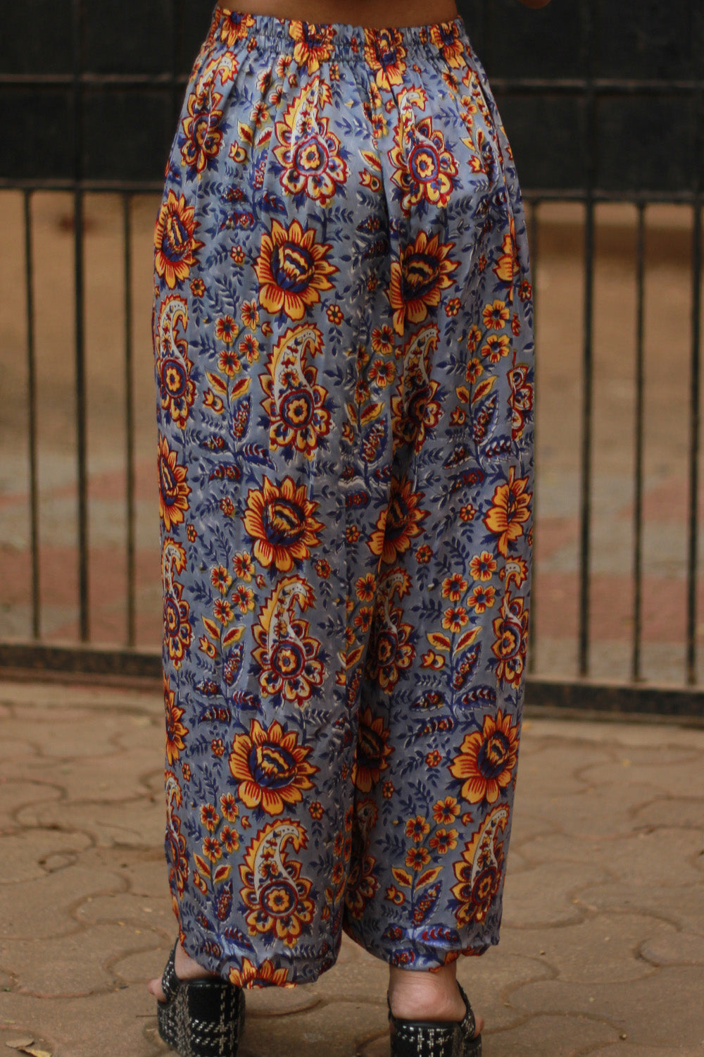 Saumya | Wide Leg Pants | Modal Silk | Periwinkle Blue Sanganeri