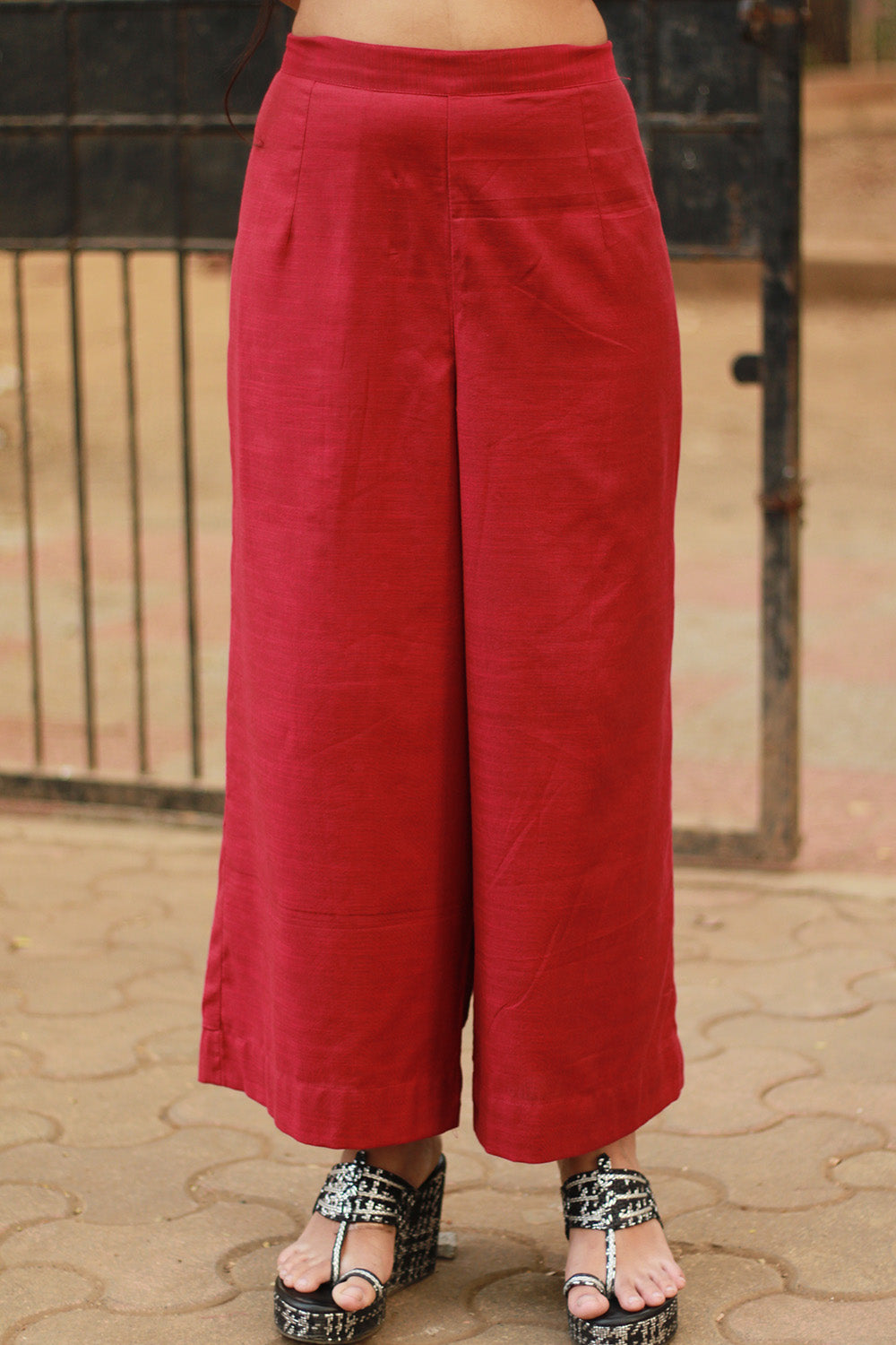 Saumya | Wide Leg Pants | Deep Pink