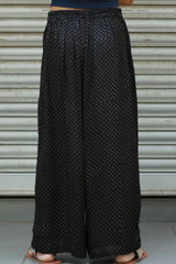 Saumya | Wide Leg Pants | Modal Silk | Noir Polka