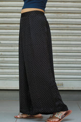 Saumya | Wide Leg Pants | Modal Silk | Noir Polka