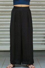 Saumya | Wide Leg Pants | Modal Silk | Noir Polka