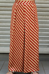 Saumya | Wide Leg Pants | Modal Silk | Rouge Stripes