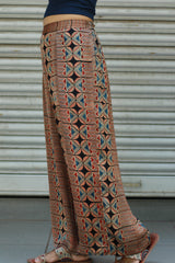 Saumya | Wide Leg Pants | Modal Silk | Rouge Stripes