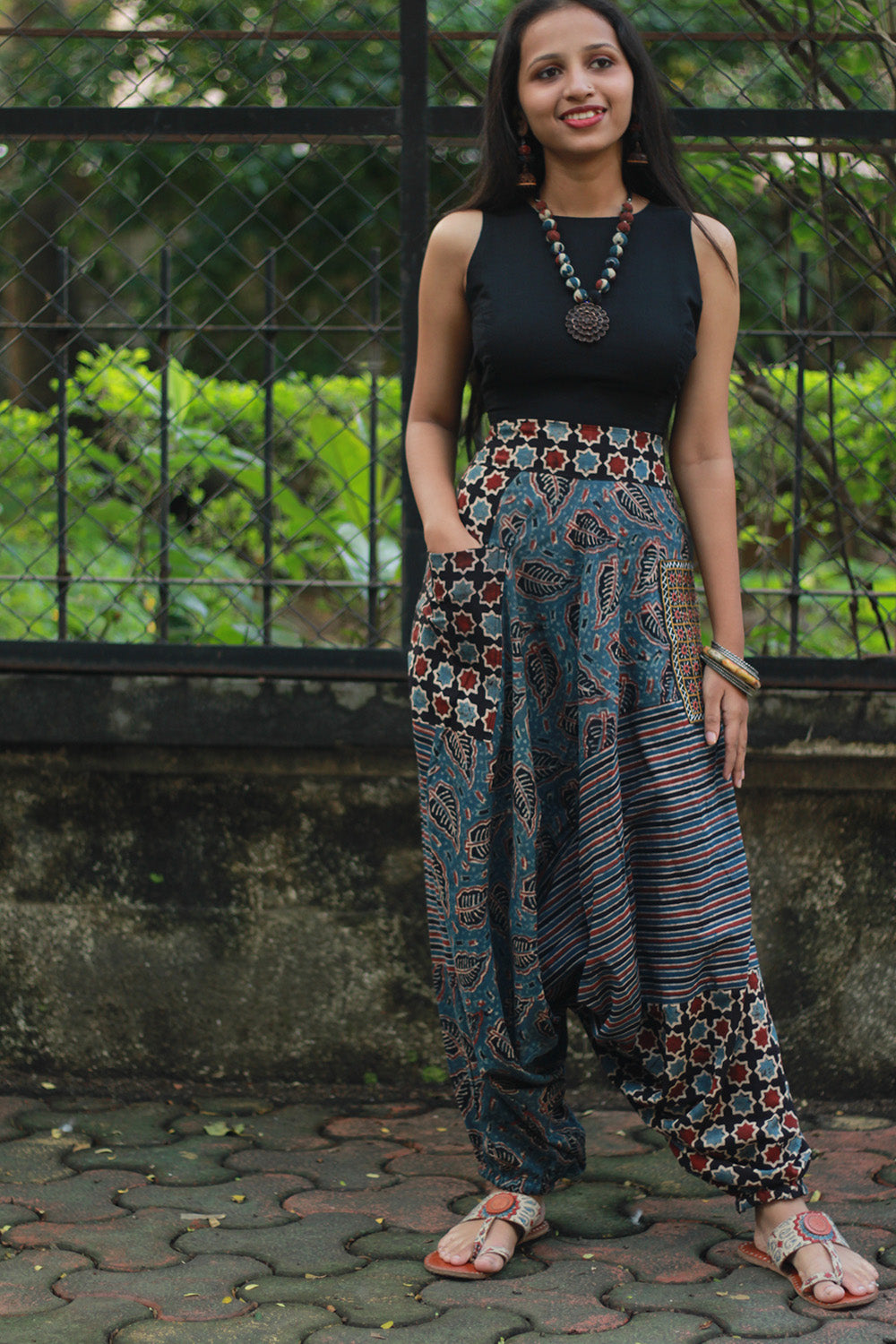 Wayfarer | Drop Crotch Pants | Blue Ajrakh Medley