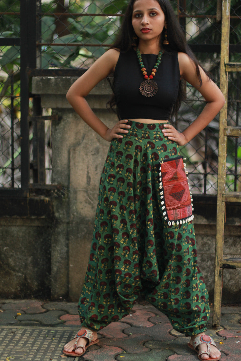 Wayfarer | Drop Crotch Pants | Fern Green Bagru