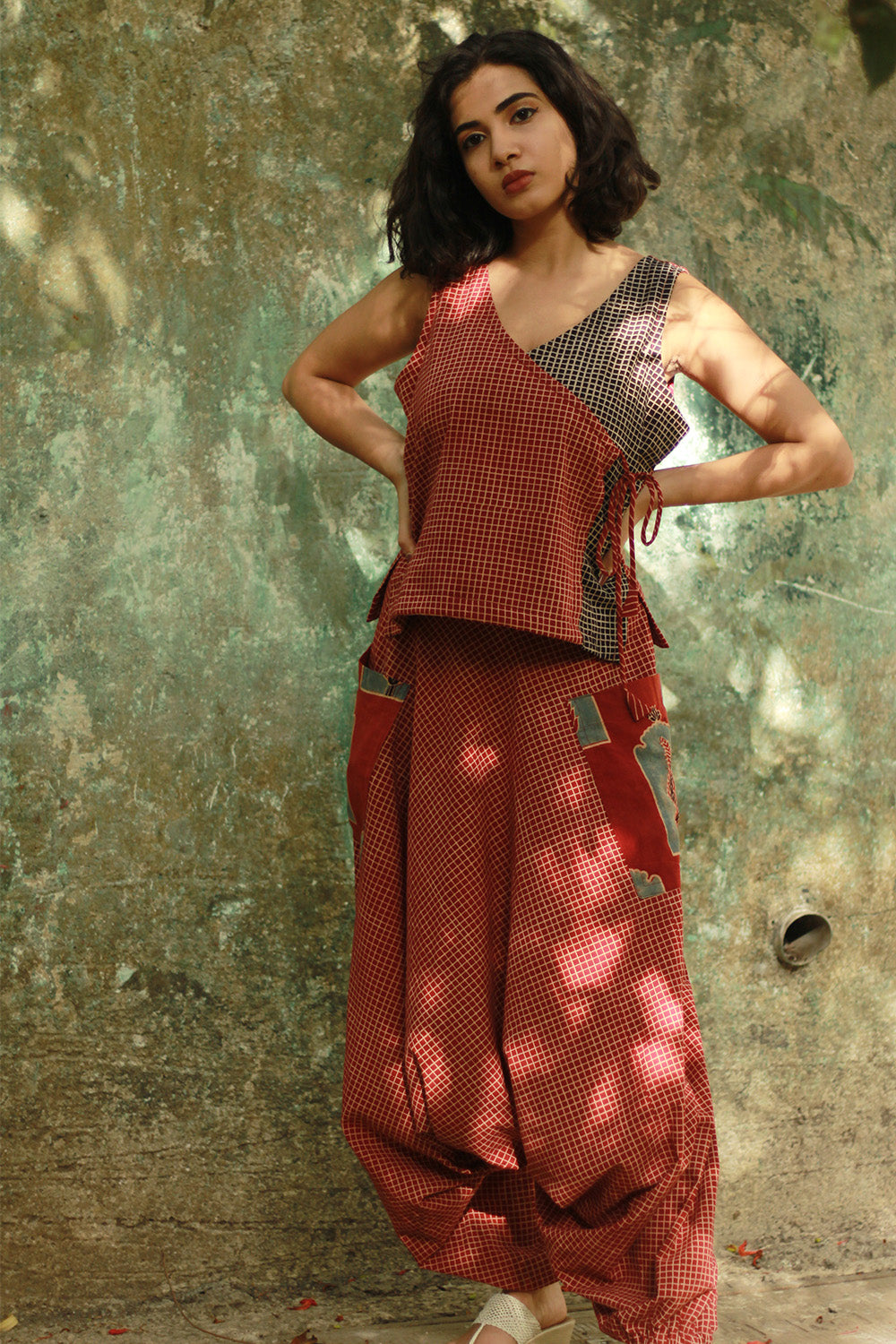 Dhaariyan | Wayfarer | Drop Crotch Pants | Madder Checks Ajrakh