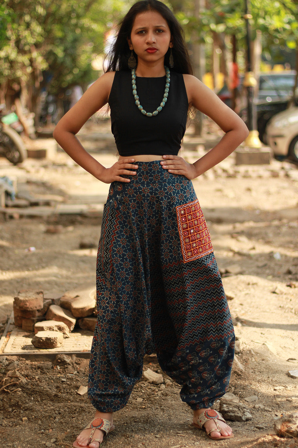 Wayfarer | Drop Crotch Pants | Blue Ajrakh Medley
