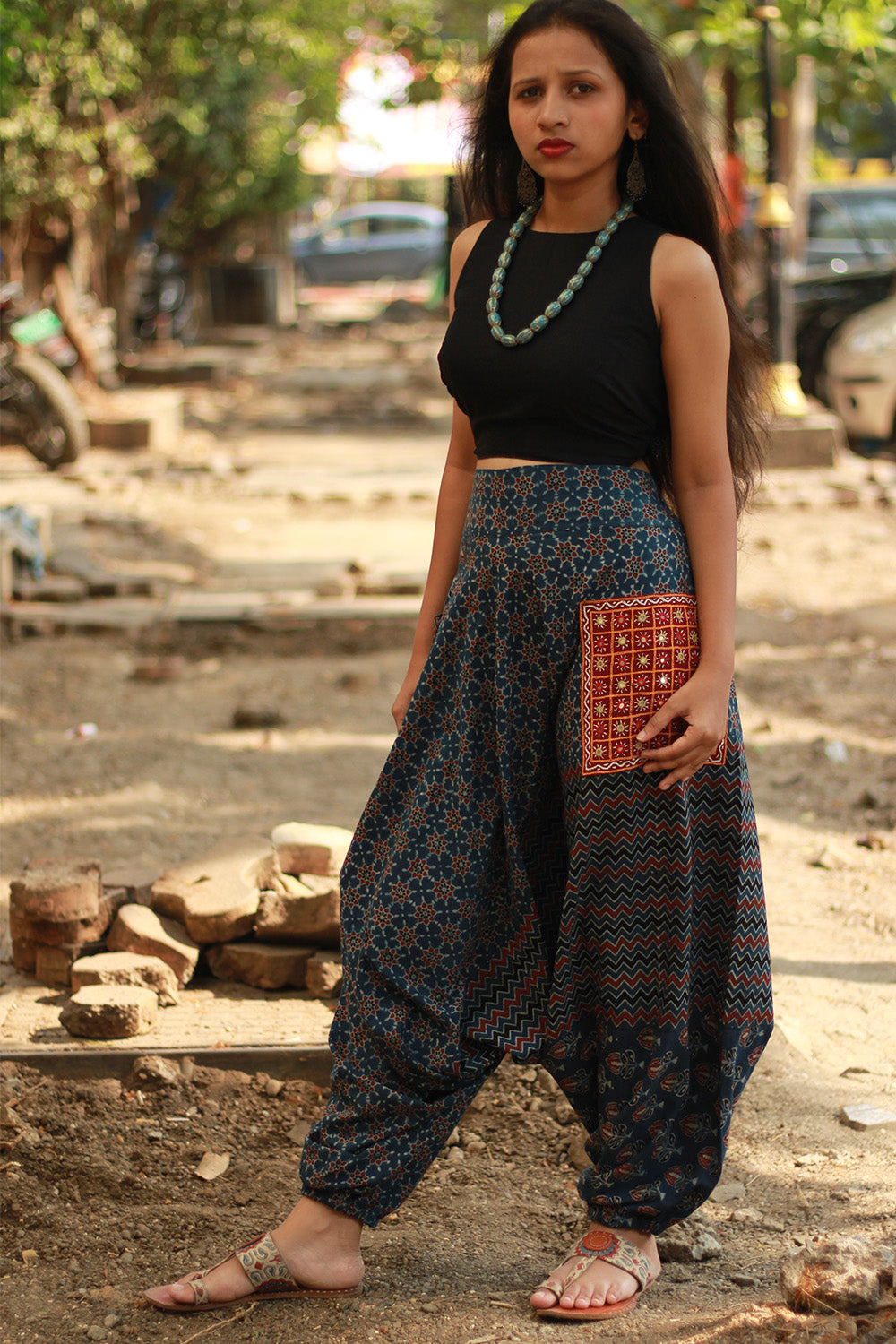 Wayfarer | Drop Crotch Pants | Blue Ajrakh Medley