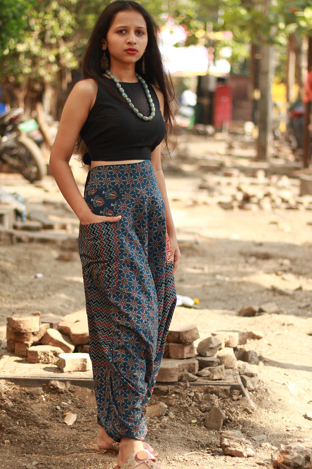 Wayfarer | Drop Crotch Pants | Blue Ajrakh Medley