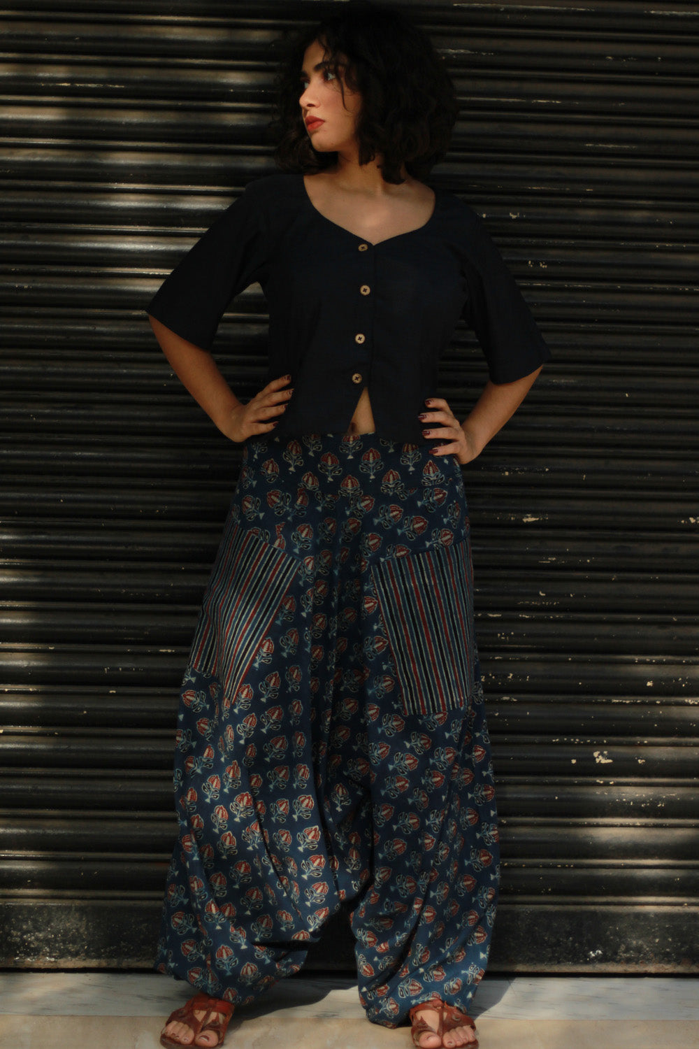 Wayfarer | Drop Crotch Pants | Blue Ajrakh Medley