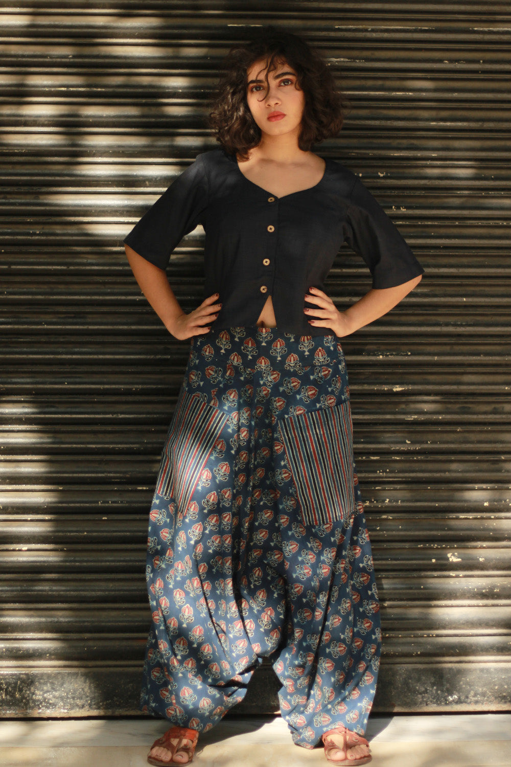 Wayfarer | Drop Crotch Pants | Blue Ajrakh Medley