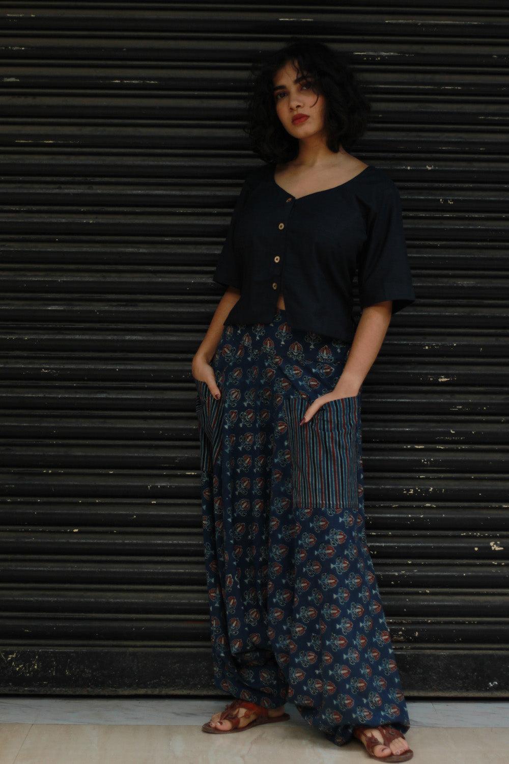 Wayfarer | Drop Crotch Pants | Blue Ajrakh Medley