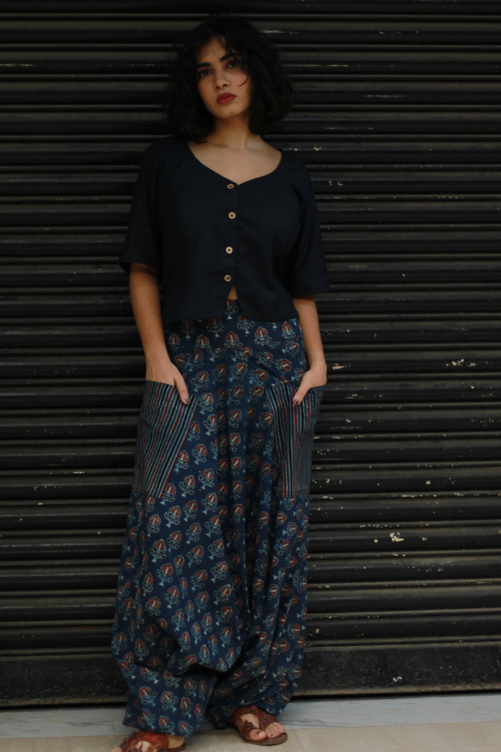 Wayfarer | Drop Crotch Pants | Blue Ajrakh Medley