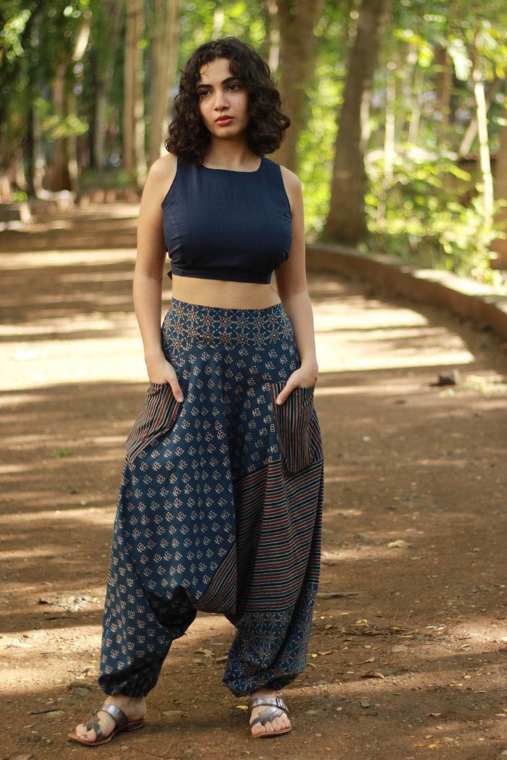 Wayfarer | Drop Crotch Pants | Blue Ajrakh Medley