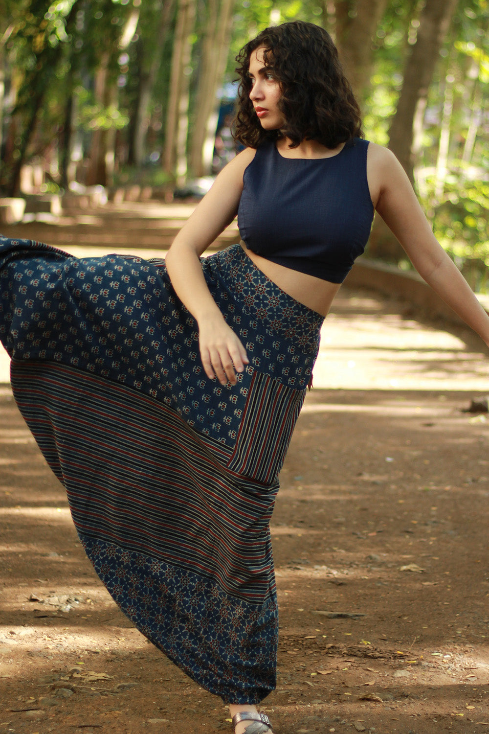 Wayfarer | Drop Crotch Pants | Blue Ajrakh Medley