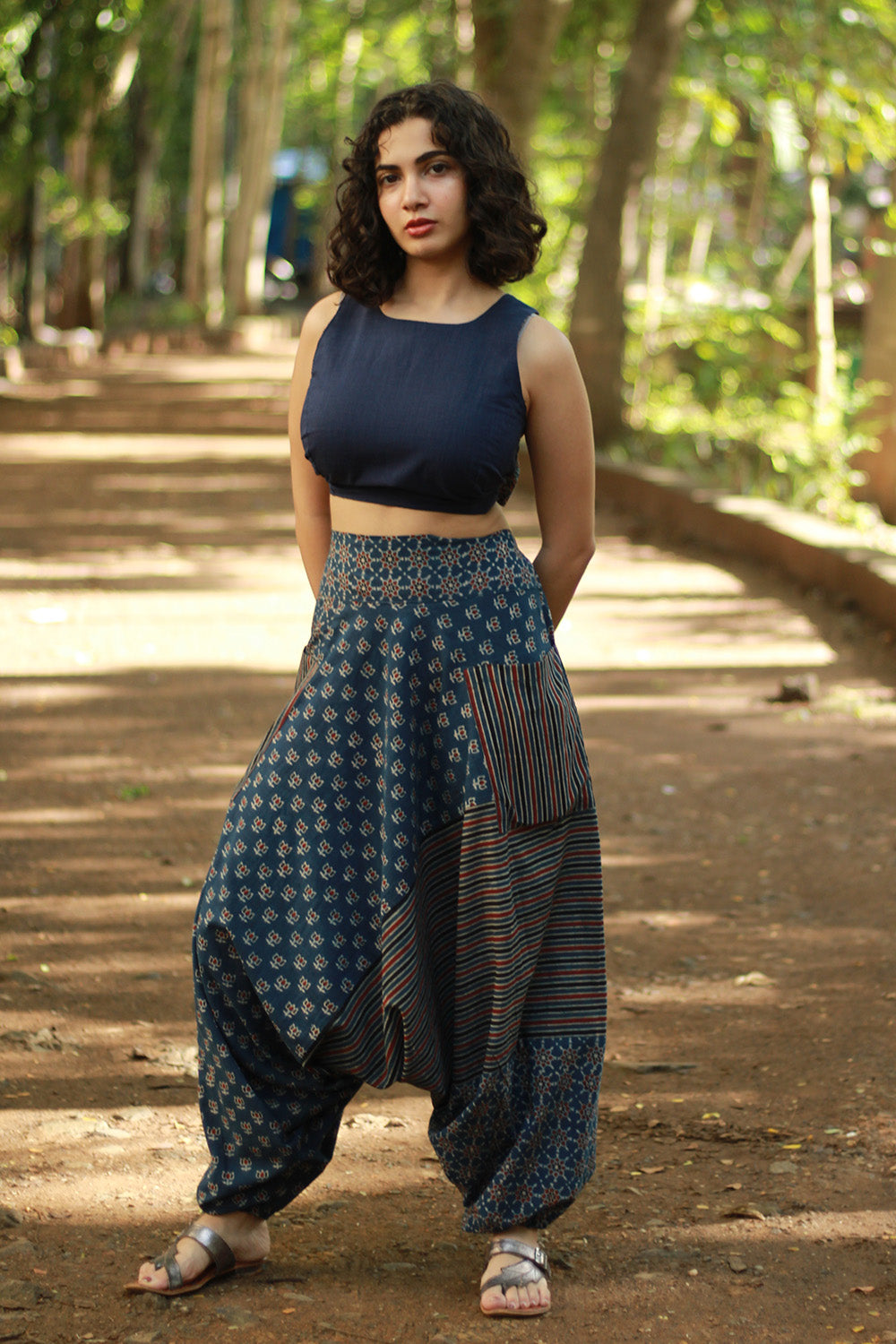 Wayfarer | Drop Crotch Pants | Blue Ajrakh Medley