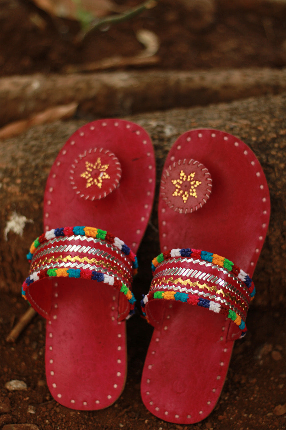 Leather Chappal | Embroidered | Pink | Size 39