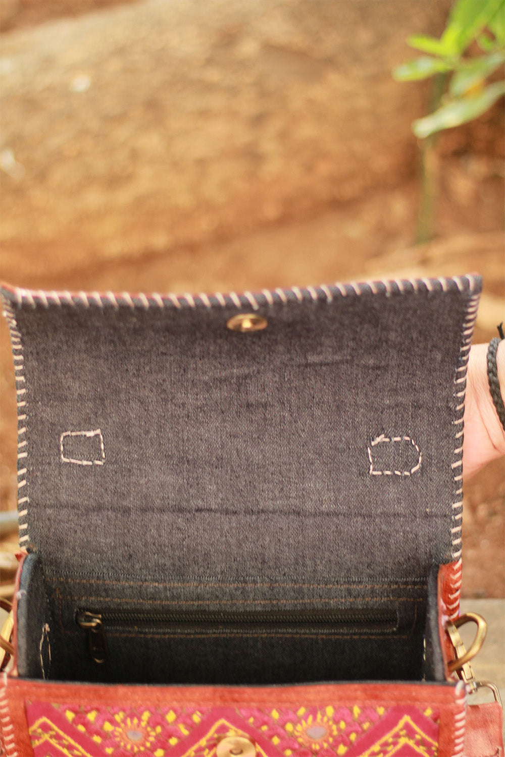 Handcrafted Kutch Leather Bag | Mirrorwork