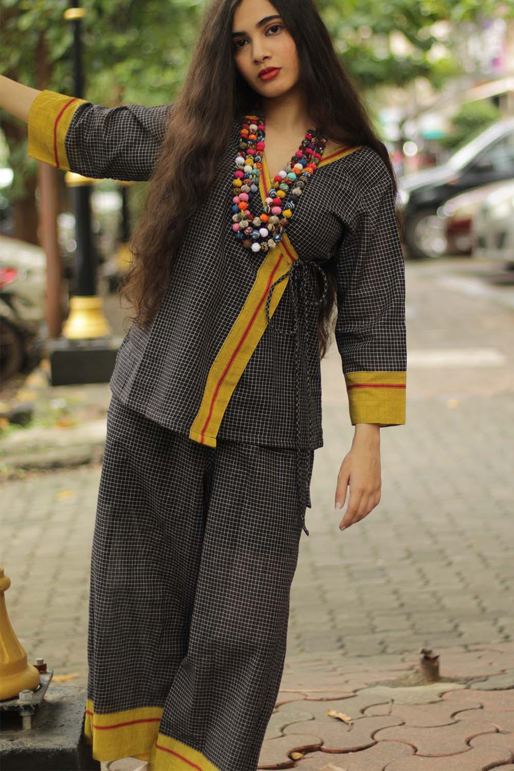 Vasundhara Syahi | Patteda Aanchu Co-Ord Set | Yellow