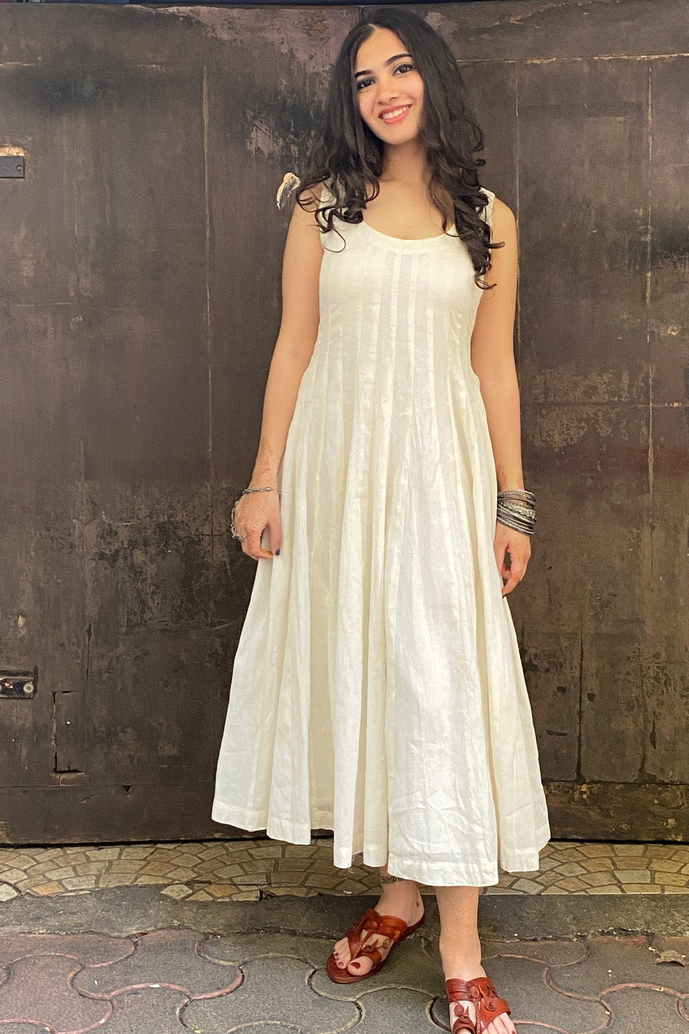 Alankrita | TeesKali Anarkali Kurta/Dress | Ivory Mul
