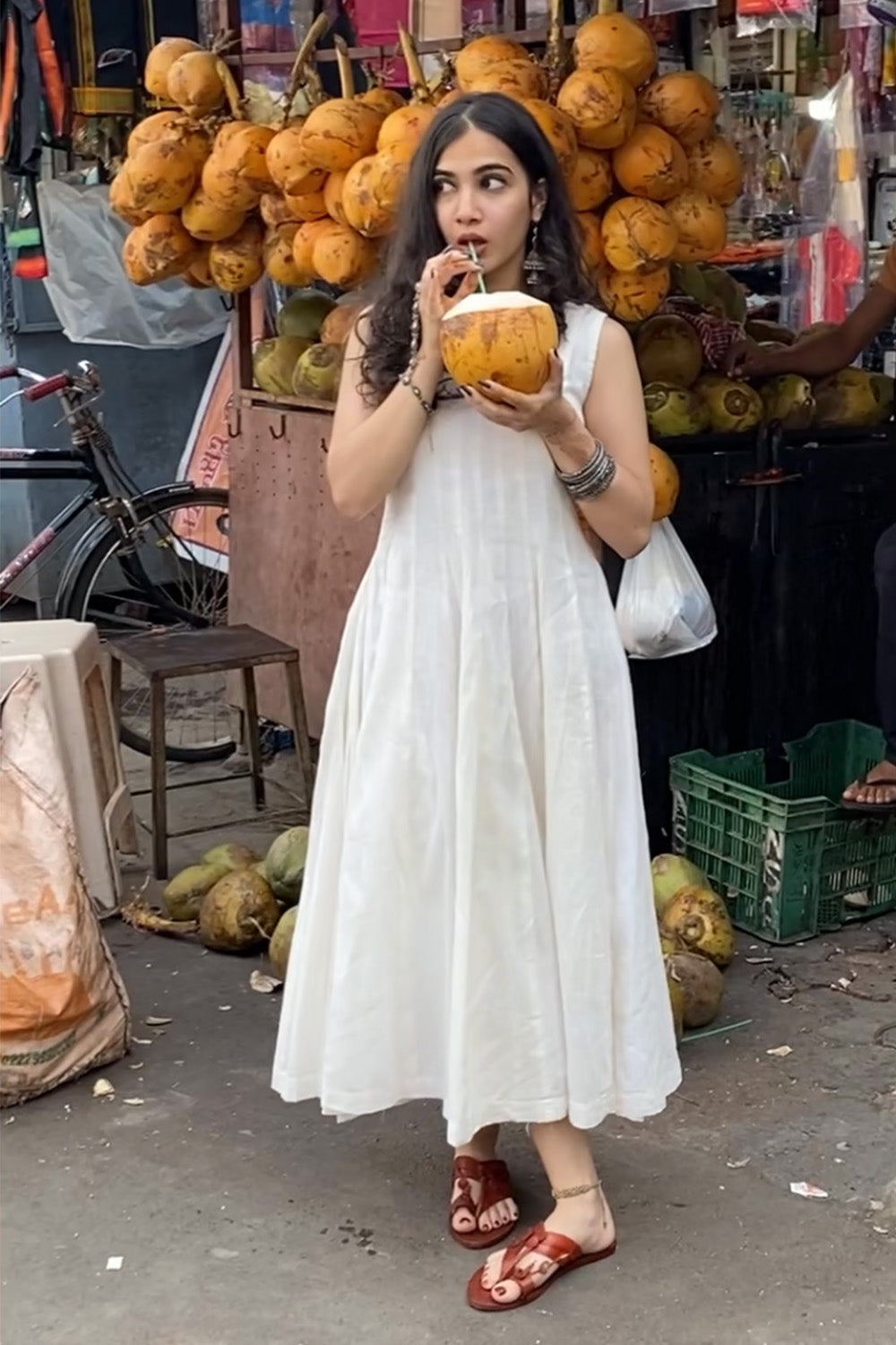 Alankrita | TeesKali Anarkali Kurta/Dress | Ivory Mul