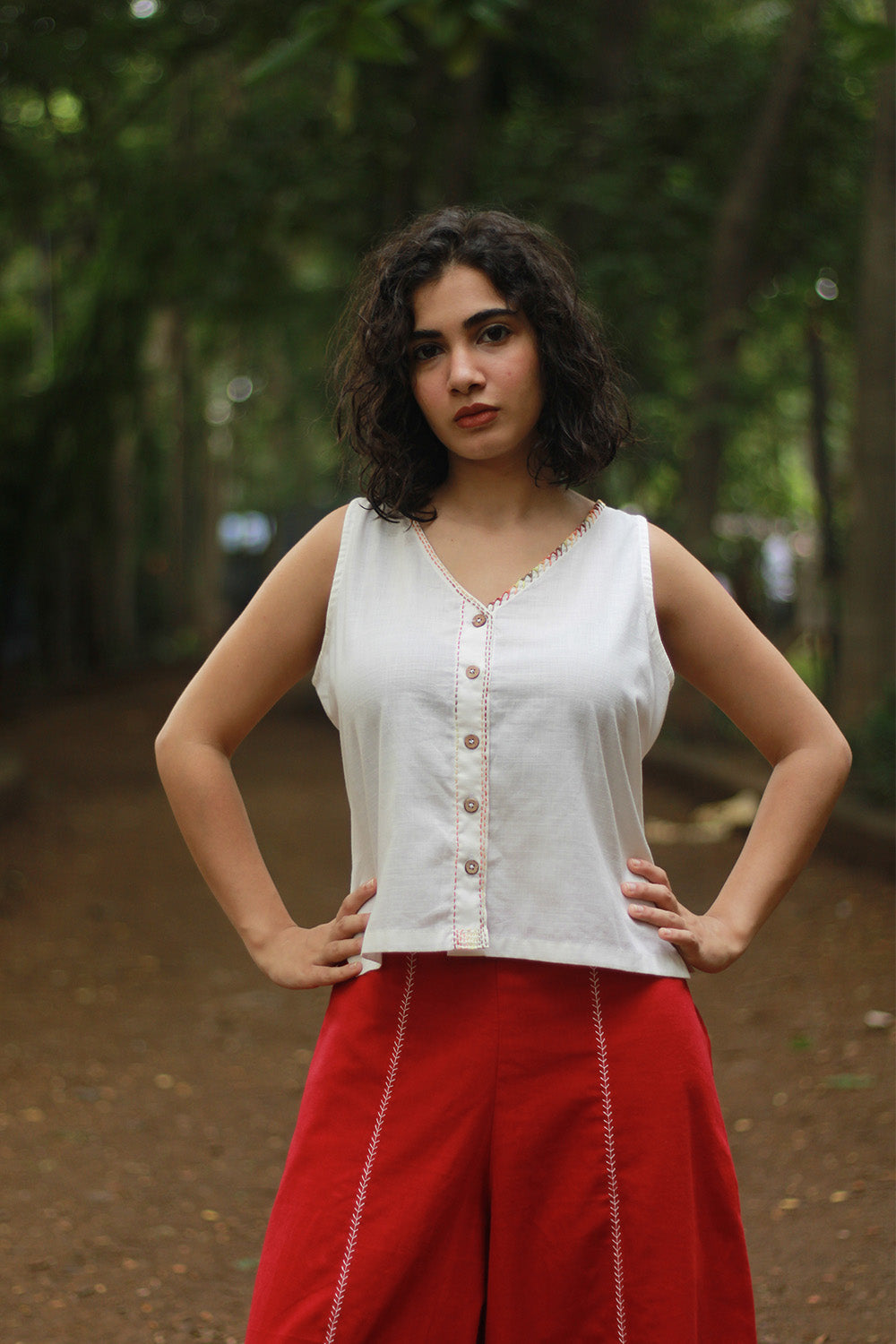 Embroidered Cotton Top | Ivory
