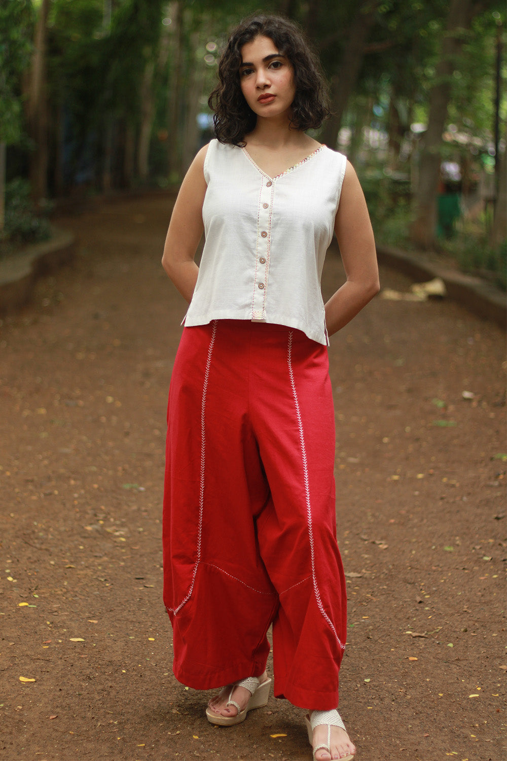 Musafir | Balloon Pants | Rouge with Embroidery