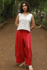 Musafir | Balloon Pants | Rouge with Embroidery