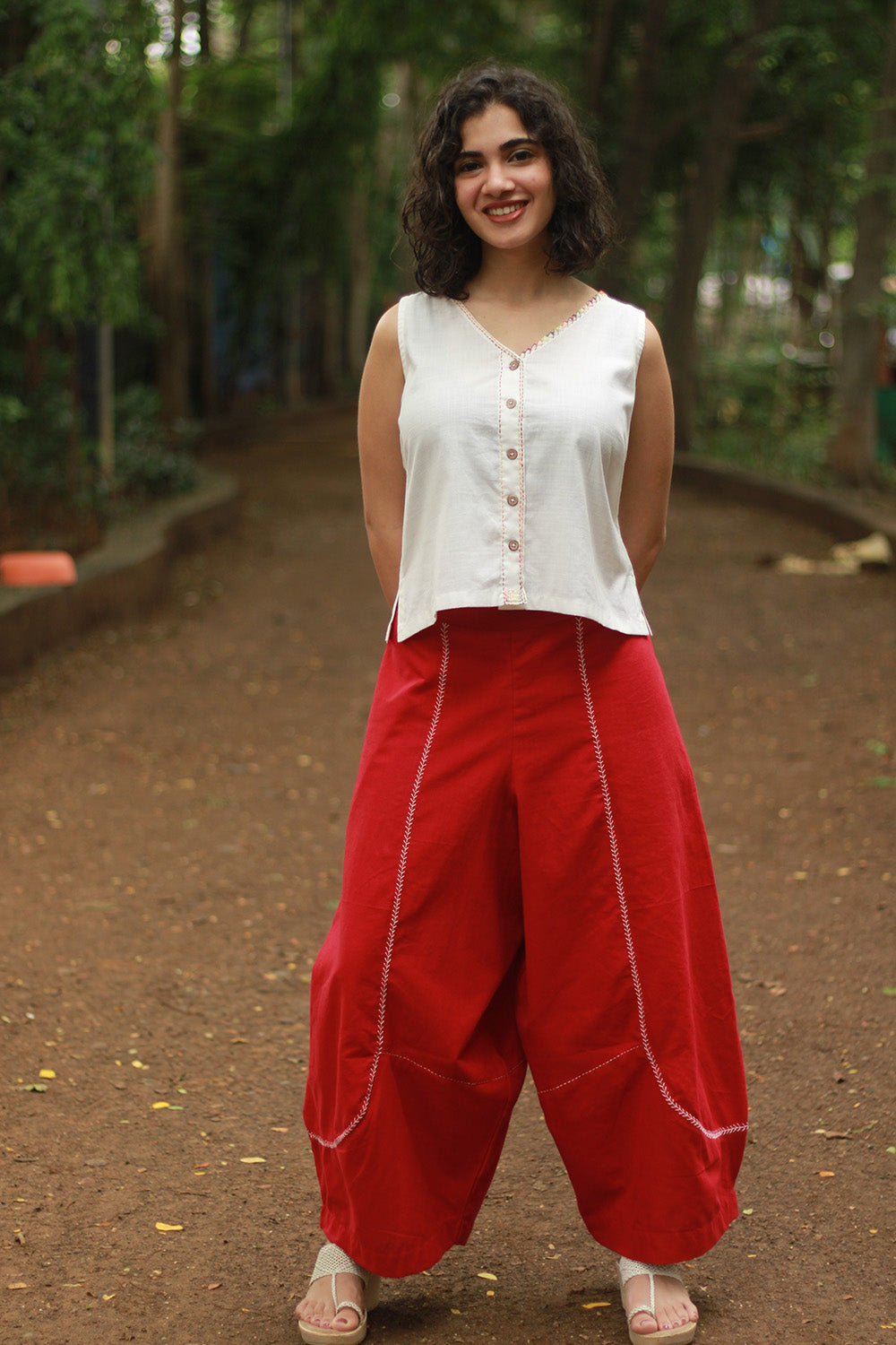 Musafir | Balloon Pants | Rouge with Embroidery